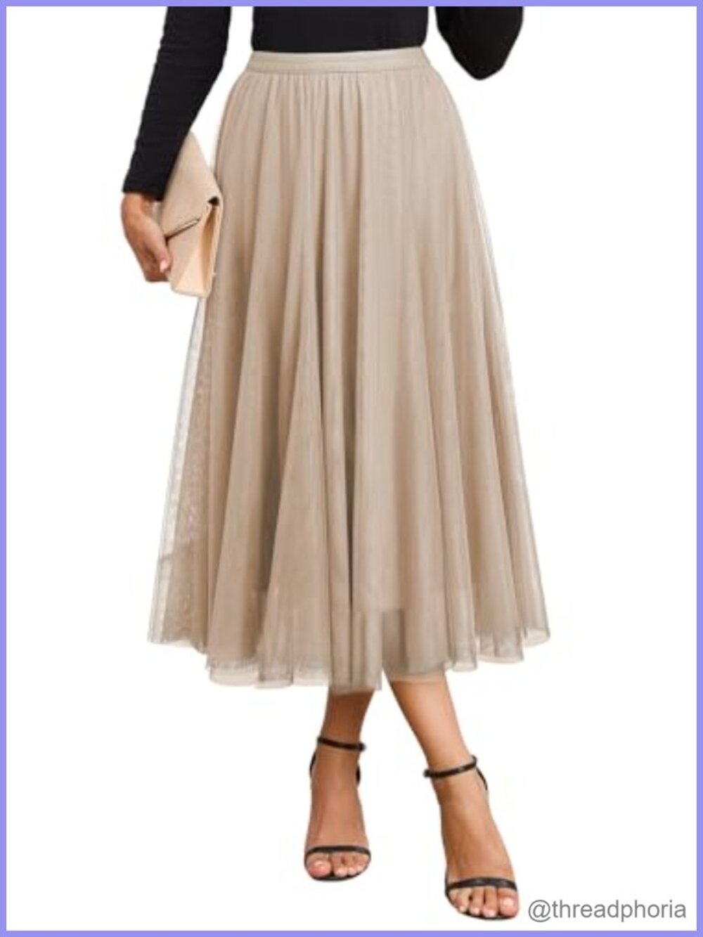 Women's Tulle Skirt High Waisted A-Line Layered Flowy Long Skirt